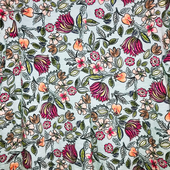 |J Jill| Blue Floral Pattern Shirt 3/4 Sleeve Sz M - Picture 4 of 4